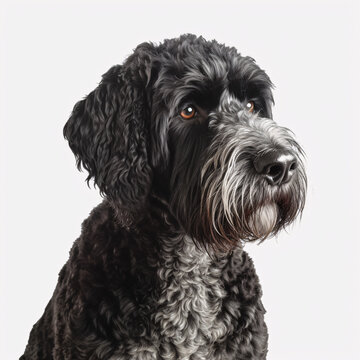 Portuguese Water Dog Breed Dog Isolated On White Background