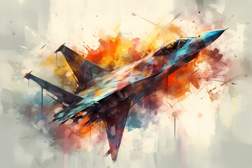 Abstract AI Eurofighter Jet Multicolor Polygon Background. Created by Generative AI