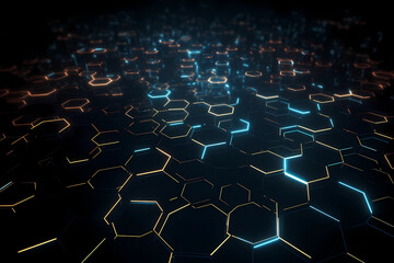 Naklejka premium Abstract AI Network Background Hexagon Dark Uhd. Created by Generative AI