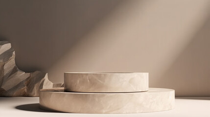 White marble podium for product presentation, Generative AI
