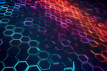 Obraz premium Abstract AI Network Background Hexagon Multicolor Uhd. Created by Generative AI