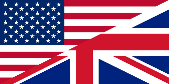 American and British English language icon isolated illustration