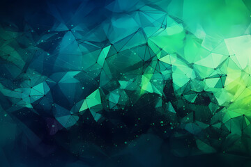 Abstract AI Network Background Polygon Blue And Green. Created by Generative AI