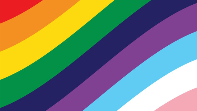 LGBTQ Pride Rainbow Background. LGBTQIA+ Gay Pride Rainbow Flag Background. Abstract Stripes Pattern Vector Background with LGBTQ+ Progress Pride Flag Colors. Stock Vector Illustration.