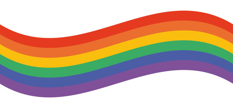 LGBT Pride Flag Rainbow Ribbon Illustration. Wavy Rainbow Ribbon with LGBT Pride Flag Colors. Isolated Ribbon Design Element for Pride Month Designs. Vector Illustration 