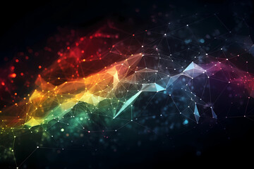 Abstract AI Network Background Polygon Rainbow Uhd. Created by Generative AI