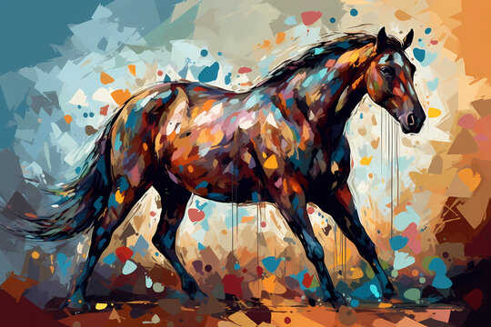 Abstract AI Quarter Horse Background Full Bodyshot. Created by Generative AI