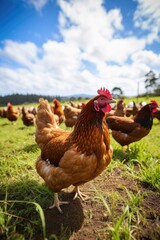 Free-range chickens on an organic farm. Generative AI
