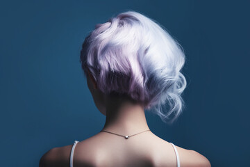 Pastel colored violet and blue hair. Generative AI illustration