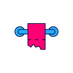 Filled outline Toilet paper roll icon isolated on white background. Vector