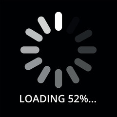 Fototapeta na wymiar Vector illustration of internet page loading progress, 52% loading.