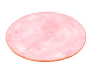 Fresh ham, slice, transparent background, close up