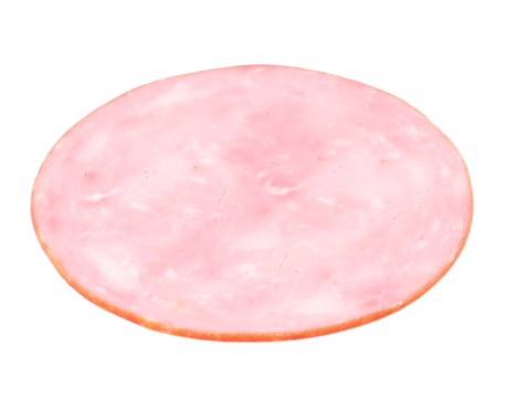 Fresh ham, slice, transparent background, close up
