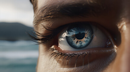 A Close-up Shot of a Person's Eye Slowly Opening, generative AI