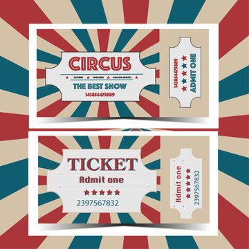 3 in 1. Circus 2 tickets, background 