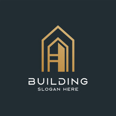 A letter and building logo. luxury logo. logo architect. line logo. suitable for your company.