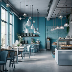 Cafe interior in modern style. Generative ai.