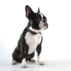 Boston Terrier breed dog isolated on white background