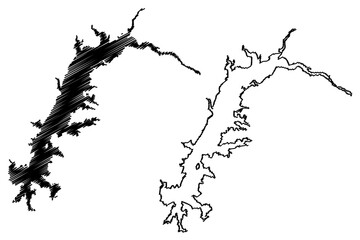 Obraz premium Lake Zengwen (Taiwan, Republic of China, ROC) map vector illustration, scribble sketch Zengwen or Tsengwen Dam map