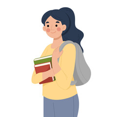Illustration of a teenage girl carrying a book