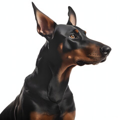 Doberman Pinscher breed dog isolated on white background