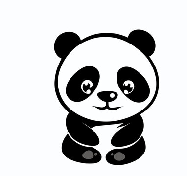 Cute little happy panda logo