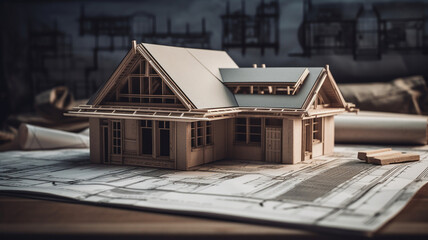House model. The concept of inflation, economic growth, Real estate market, graph, Generative AI	
