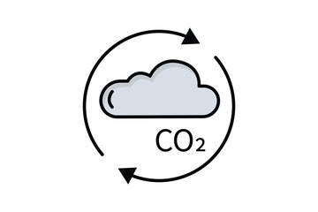 Carbon dioxide icon illustration. icon related to global warming, CO2. Flat line icon style, lineal color. Simple vector design editable