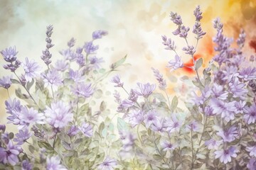 Naklejka na ściany i meble flower background, watercolor - Ai