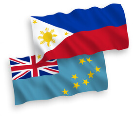 Flags of Tuvalu and Philippines on a white background