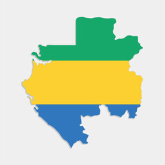 gabon map with flag on gray background