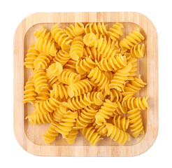 Fusilli pasta, top view, transparent background
