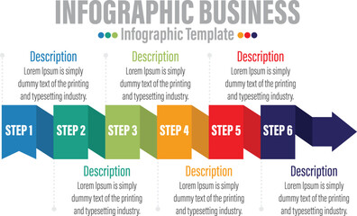 infographics number options template with steps, with 6 Steps, Six 6 option 6 label. Can be used for workflow layout, diagram, business step options, banner, web design.