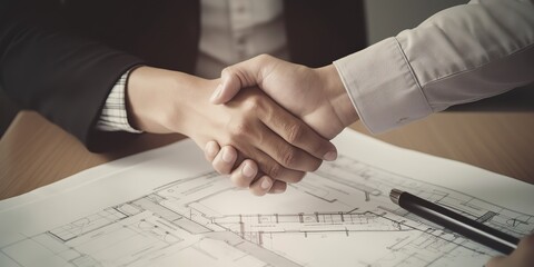 Obraz premium AI Generated. AI Generative. Hands shaking at business meet. Success inboarding team work. Manager hiring worker. Graphic Art Illustration.