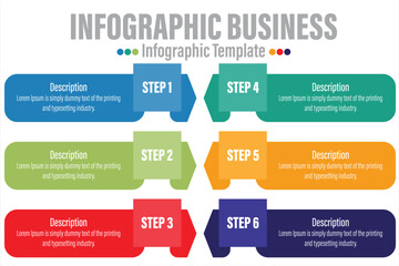 Six rectangle timeline steps or option workflow infographic plan concept design vector with icons. Business roadmap timeline network project template for presentation and report.
