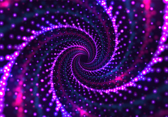 Portal with light effects. Neon particles tunnel. Abstract technology background. Vector illustration.