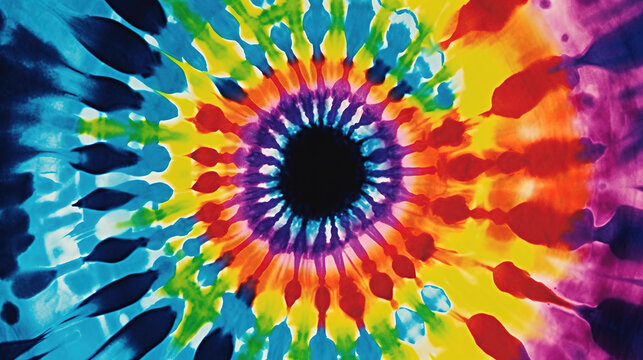 an exploding circle in different colors, tie dye illustration, generative ai technology