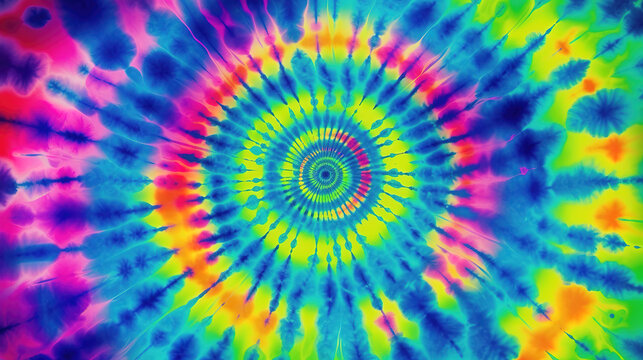 tie dye pattern illustration in different colors, generative ai technology