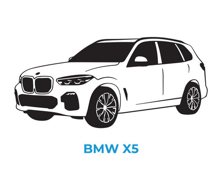 Vector silhouettes, icons of BMW brand cars