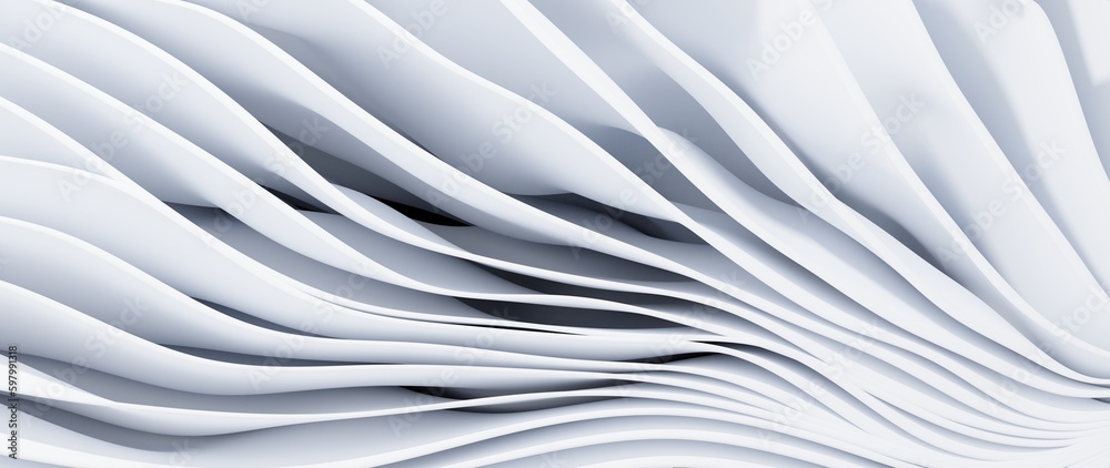 Poster 3d rendering of abstract curve geometry background. white tone color.