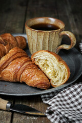cup of coffee and croissant