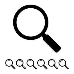 Magnifying glass icon. Search icon, vector magnifier or loupe sign.
