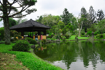 Fototapeta premium Taman Bunga Nusantara or Nusantara Flower Park The overall garden is very wide and it consists of smaller gardens with different themes. natural attractions with views full of flowers