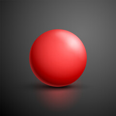 Red ball. Sphere on a dark background. Vector for your graphic design.