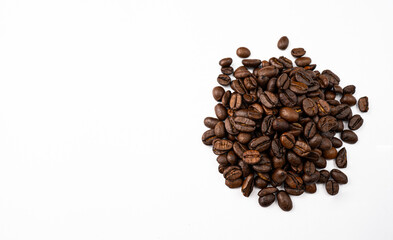 Set of fresh roasted coffee beans isolated on white background.