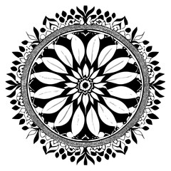 Flower clipart vector design black and white