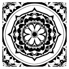 Flower clipart vector design black and white