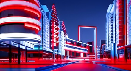 Impressive 3D Neon Urban City Building