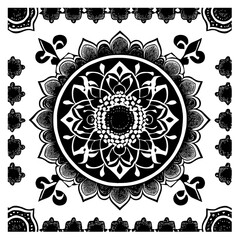 Flower clipart vector design black and white