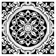 Flower clipart vector design black and white